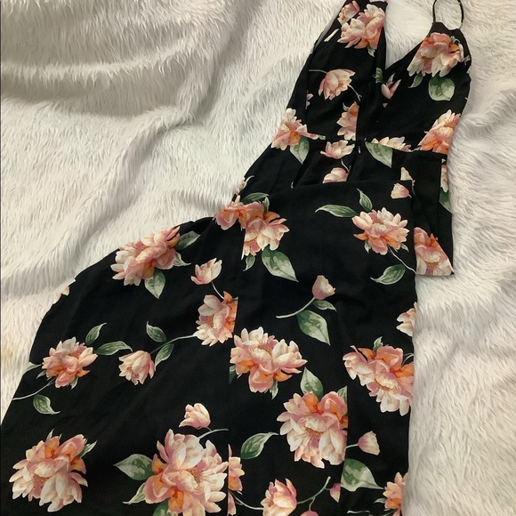 Lush black floral maxi summer dress size small - Picture 4 of 6